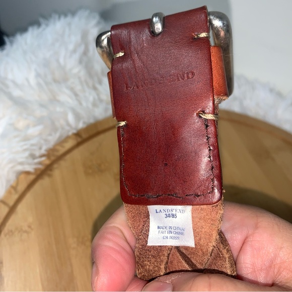 Land’s End Leather Braided Belt Brown Women’s  Size 34 - Picture 2 of 4